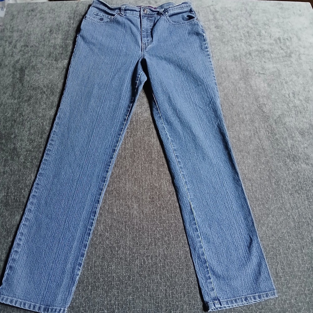 Gloria Vanderbilt Amanda High Rise Straight Leg Jeans Blue Womens 10 Long